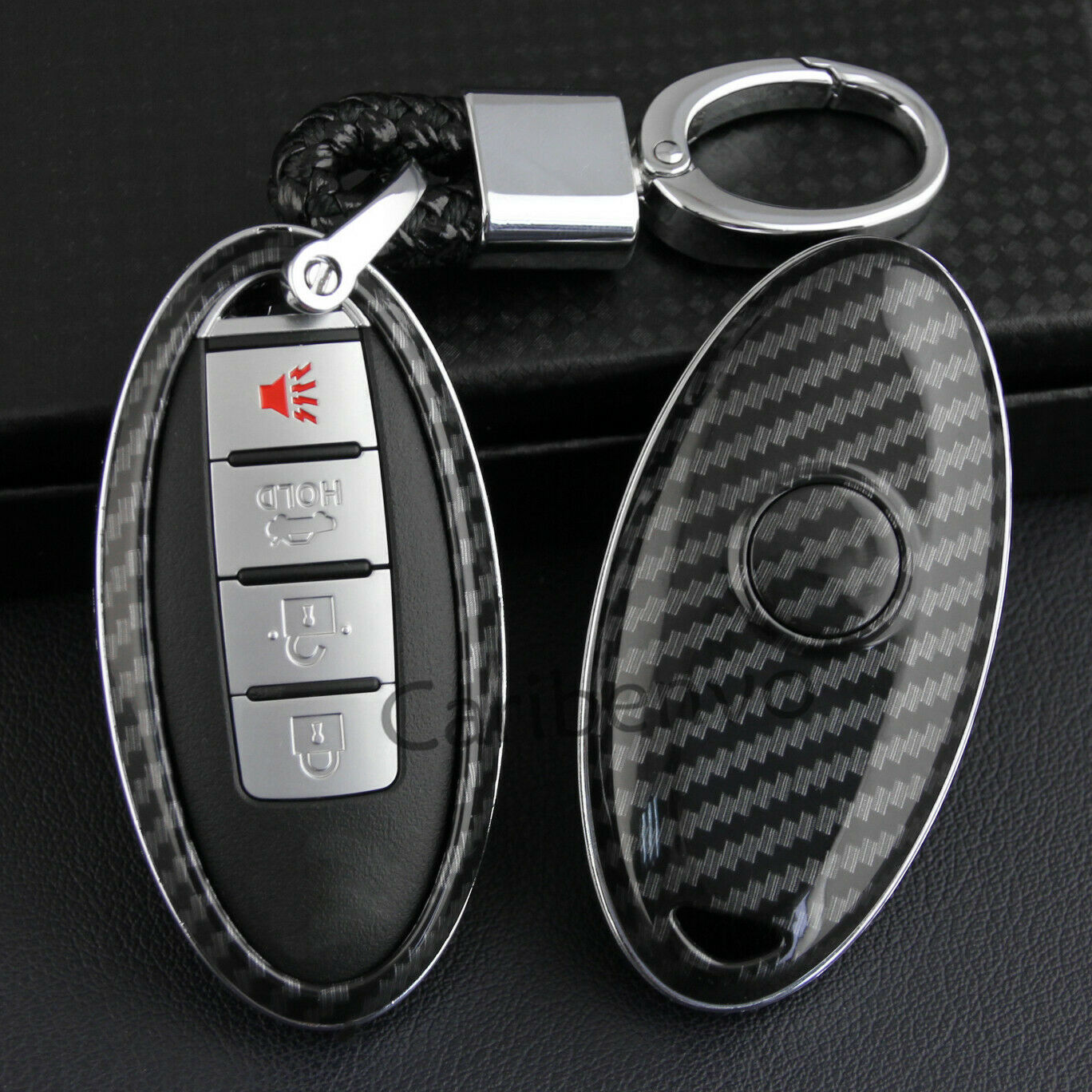 Carbon Fiber ABS Solid Car Key Keychain Cover For Nissan Infiniti Most Vehicles