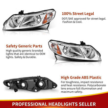 Headlights Assembly for 2006-2011 Honda Civic Sedan 4Dr Chrome Housing Headlamps