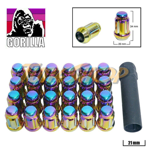 24 GORILLA SPLINE TUNER LOCK LUG NUT 12X1.25 1.25 ACORN WHEEL RIM NEO CR CLOSE N