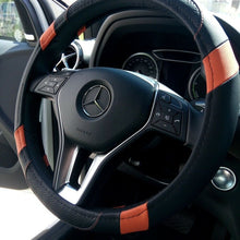 2019 Black & Orange Slip-On Style PU Steering Wheel Cover Perfect Fit Non-Slip