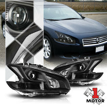 Black Projector Headlight Clear Turn Signal Reflector for 09-14 Nissan Maxima