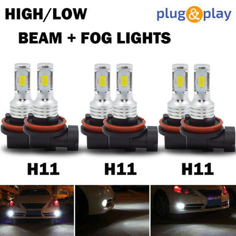 6x Combo LED Headlights High Low Beam Fog Lights for Toyota Tacoma 16-2020 6000K