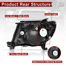 Headlights Assembly for 2005-2011 Toyota Tacoma Chrome Headlamp Lamps Left+Right