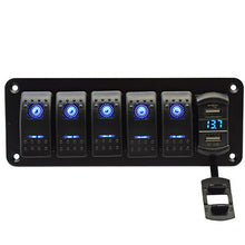 6 Gang DC12V/24V 4.8A Car Marine Boat RV LED Rocker Switch Panel Circuit Breaker