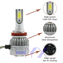 2x H11 H9 H8 LED Headlight Bulb Kit Low Beam Fog Light 60W 6000K 7600LM