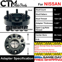 4PC 1.25'' THICK 5X4.5'' 66.1 HUBCENTRIC SPACER ADAPTER FIT 5LUG 12x1.25 NISSAN