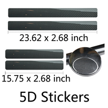 4Pcs 5D Black Carbon Fiber Car Door Plate Sill Anti Scratch Scuff Cover Stickers