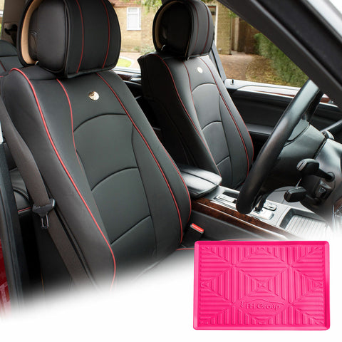 Car Leatherette Seat Cushion Covers Front Bucket Black w/ Dash Mat For SUV