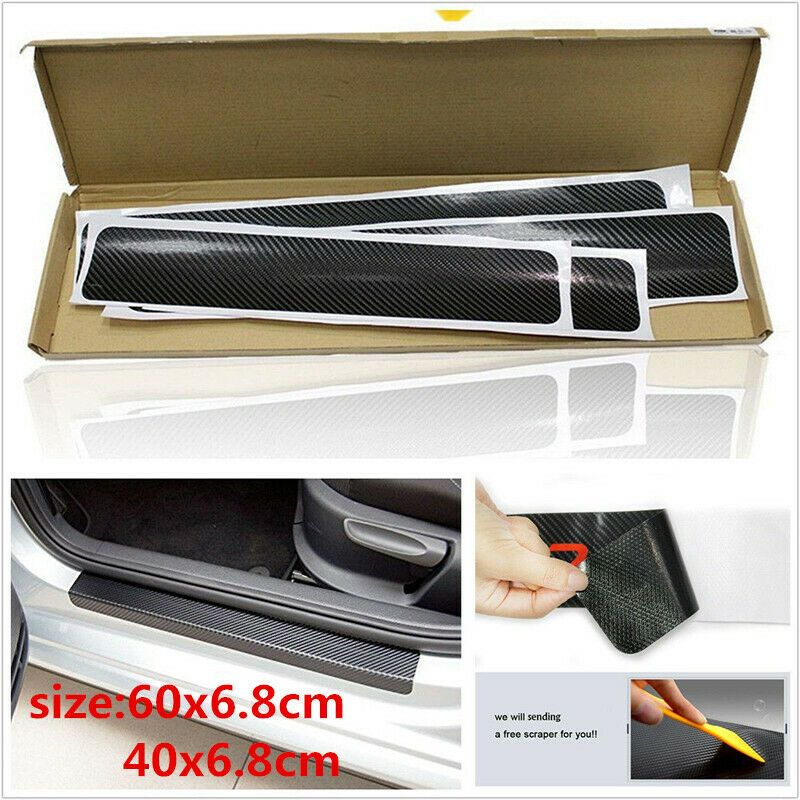 4D Car Sticker Carbon Fiber Rubber Protector Universal Interior Part Accessories