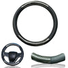 1X Gray Carbon Fiber PU Leather Steering Wheel Cover 15