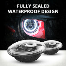 Pair 7" Inch Round LED Headlights Halo Angle Eyes For Jeep Wrangler JK LJ TJ CJ