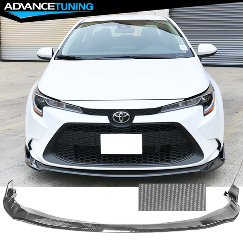 Fits 20-21 Toyota Corolla LE Front Bumper Lip Body kit Carbon Fiber Print