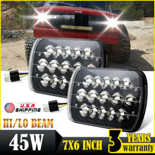 Black 7x6 Pair LED Headlights 1986-1995 Jeep Wrangler YJ 1984-2001 Cherokee XJ