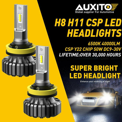 AUXITO H11 H8 LED Headlight Kit Low Beam Bulb Super Bright 6000K 20000LM CANBUS