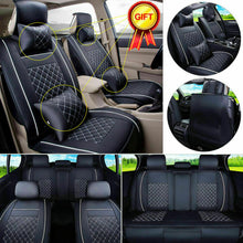 Universal 5-Seats Car SUV Seat Cover Front Rear Set PU Leather Cushions Beige US