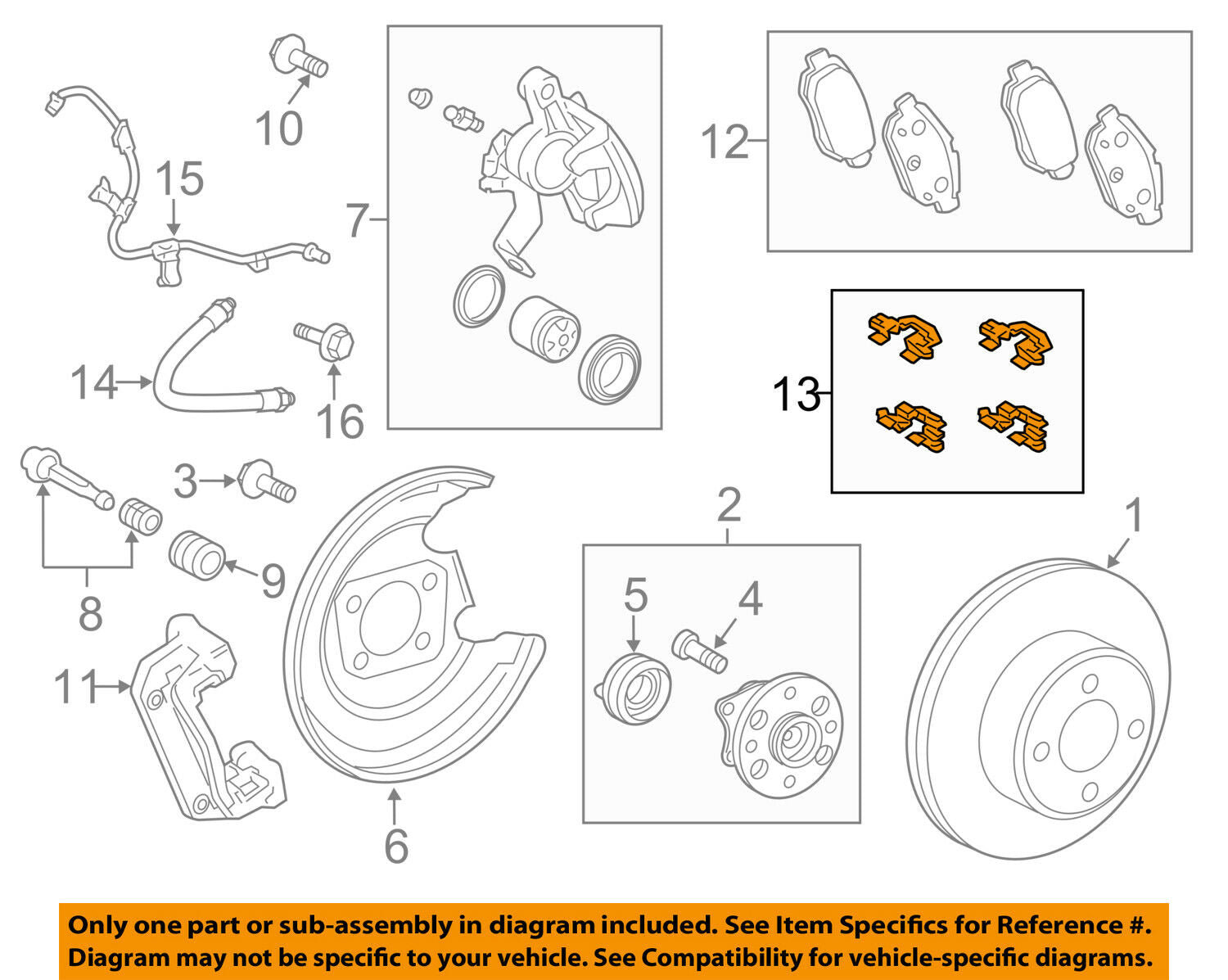 TOYOTA OEM 13-18 Yaris Brake-Rear-Brake Pads Hardware Kit 0494812060