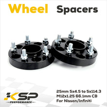HUB CENTRIC WHEEL SPACERS ¦ 5x114.3 (5X4.5) ¦ 66.1 CB ¦12X1.25 ¦ 1 INCH 25MM