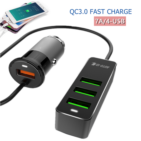 Car Charger Automotive 4Usb Charger Qc 3.0 Fast Charge for All Types of Phones