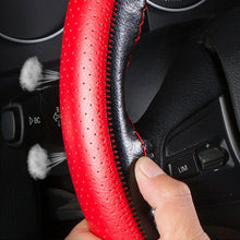 Genuine Leather Car Steering Wheel Cover 38cm W/ Needles Thread Car Accessories