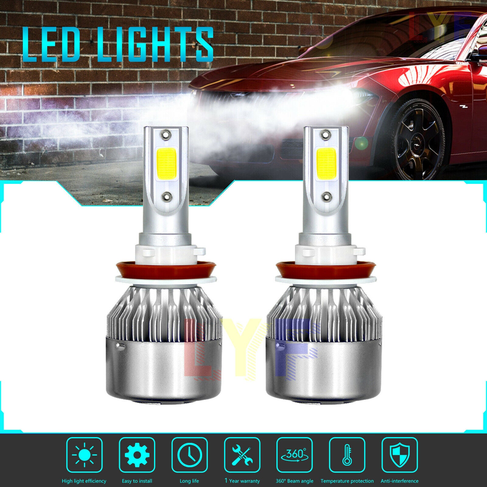 2x H11 LED Headlights for Nissan Pathfinder 2013-2019 Maxima 2009-2018 Low Beam