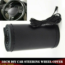 Black PU Leather DIY Car Truck Steering Wheel Cover 15''/38cm Car Accessories