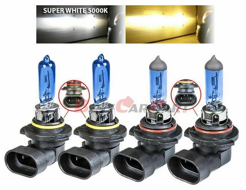 9005 & 9006 Xenon HID Headlight High/Low Beam Halogen Bulbs Combo 5000K White