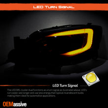 Fit 2008-2014 Impreza WRX LED DRL SWITCHBACK Black Smoke Projector Headlights