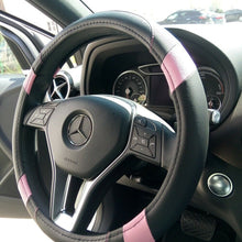 2019 Black & Pink Slip-On Style PU Steering Wheel Cover Perfect Fit Non-Slip