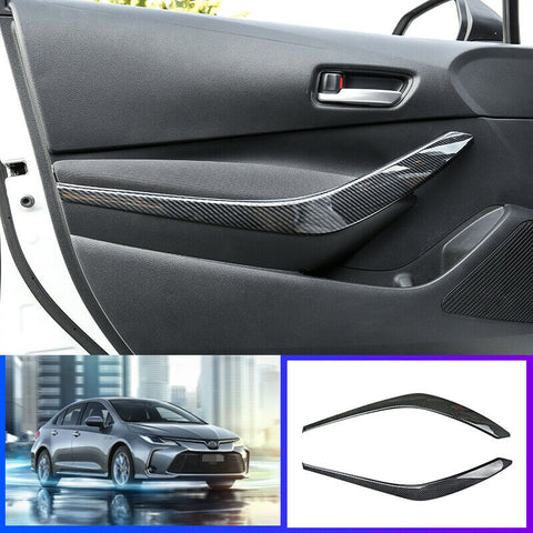 For Toyota Corolla 2019 2020 ABS Carbon fiber car Inside door armrest trim 2pcs