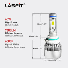 2x LASFIT 9006 HB4 LED Headlight Bulb Kit Low Beam 6000K 60W 7600LM White Light