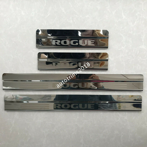 Chrome Steel Door Sill Scuff Plate Guards Protector For Nissan Rogue 2014-2020