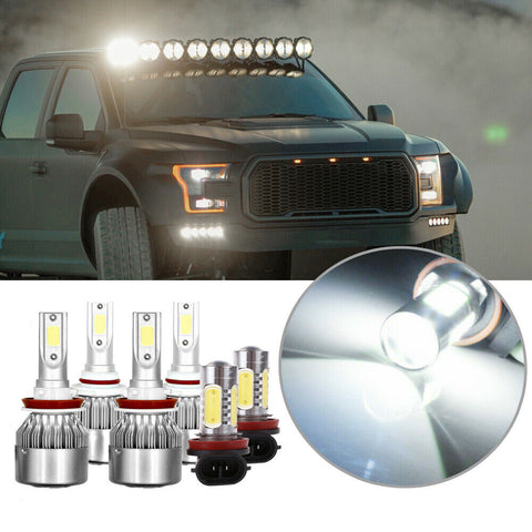 White H11 LED Fog Lights+HB3 H11 LED Headlights Kit Bulbs Fit Ford F-150 15-18