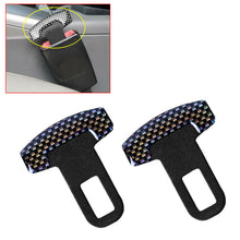 2× Carbon Fiber Car Safety Seat Belt Buckle Alarm Stopper Plug Clips Accessories