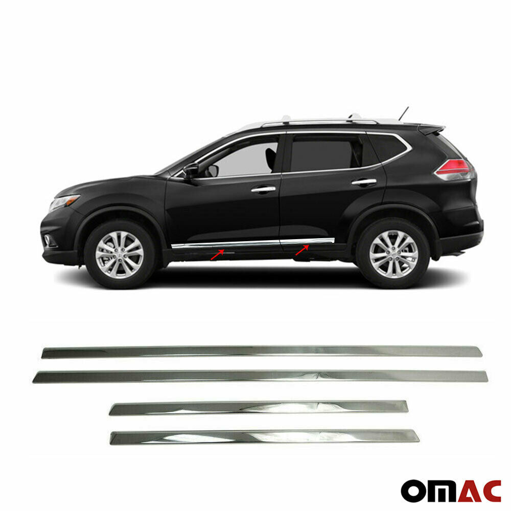 For Nissan Rogue 2014-2020 Chrome Side Door Trim Cover S.Steel 4 Pcs