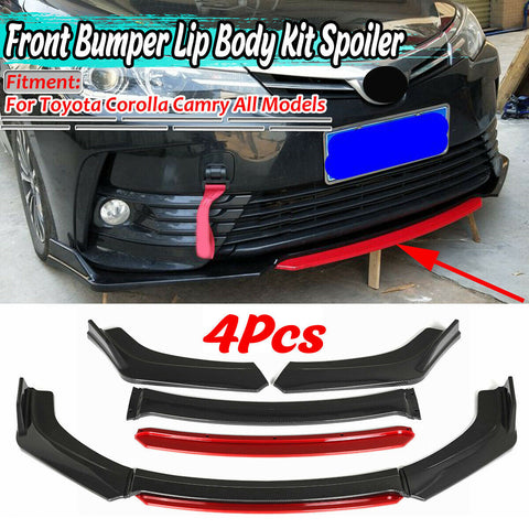 4X Carbon Fiber Look Front Bumper Lip Spoiler Splitter For Toyota Corolla Camary