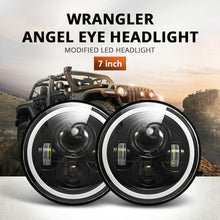 Pair 7" Inch Round LED Headlights Halo Angle Eyes For Jeep Wrangler JK LJ TJ CJ
