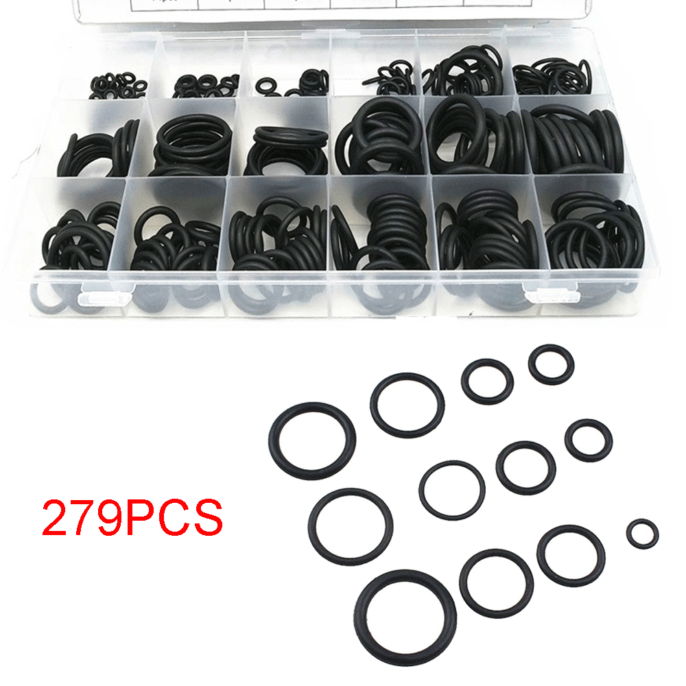 279pcs Black Rubber O-Rings Gasket Assort Kit Car Hydraulic Pump Washer Seal Set