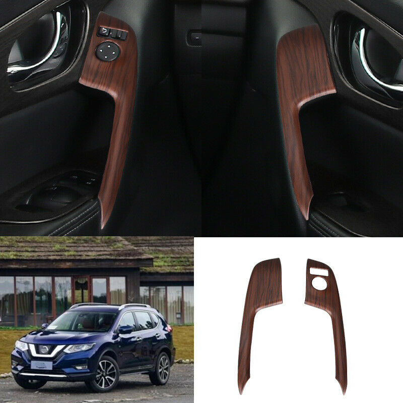 For Nissan Rogue 2014-2020 ABS Wood grain car Front door armrest cover trim 2pcs