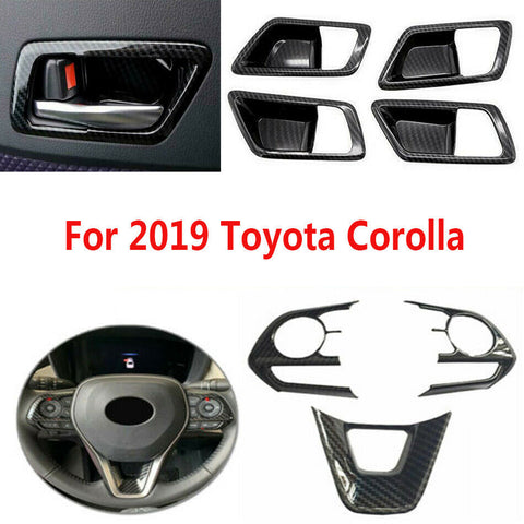Carbon Fiber Steering Wheel Trim &Inner Handle Bowl Trim For 2019 Toyota Corolla
