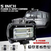 Fly5D 5'' 72W LED Work LED Light Bar Flood Driving Lamp For Jeep SUV Truck Boat
