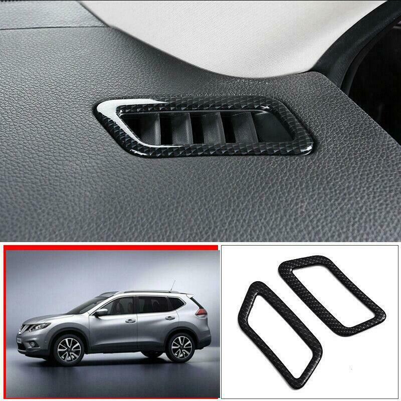 For Nissan Rogue 2014-2020 ABS Carbon Fiber Dashboard L&R upon air outlets Trim