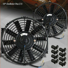 2 X 16" Black Electric Slim Push Pull Engine Bay Cooling Radiator Fan Universal