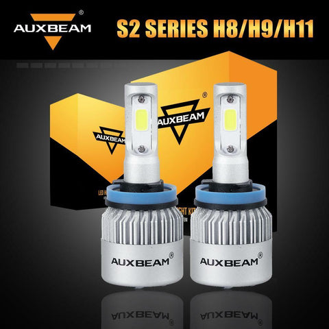 AUXBEAM H11 H8 H9 72W LED Headlight Turbo Bulbs 8000LM Kit Hi/Lo Beam/Fog 6500K