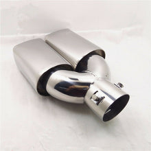 Chrome Stainless Steel 2.5 inch Inlet Dual Outlet Car Rear Exhaust Muffler Pipe