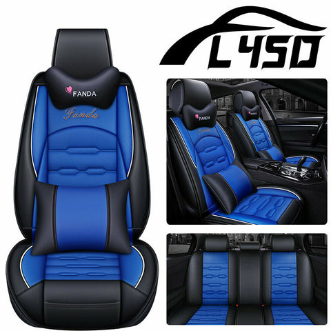 5-Sit Car Seat Cover SUV Front & Rear Surround Waterproof PU Leather Cushion Set