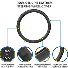 New Black Real Genuine Leather Car Truck Suv Van Boat Steering Wheel Cover