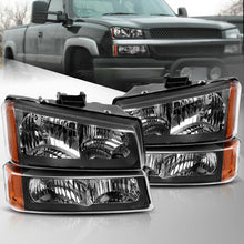 For 2003-2007 Chevy Silverado Headlights+Bumper Parking Light Lamp Black Housing