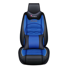 Blue Car Seat Cover PU Leather Front&Second Row Cushion Universal Waterproof Set