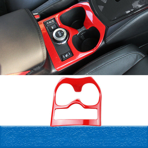 For Nissan Rogue 14-20 DX ABS Red Carbon Fiber Gear shift Water cup panel trim