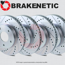 [FRONT + REAR] BRAKENETIC SPORT Drilled Slotted Brake Disc Rotors BSR101458